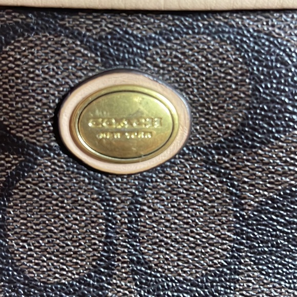 Coach Signature Peyton Double Zip Carryall Shoulder Bag Purse Brown - Picture 3 of 6